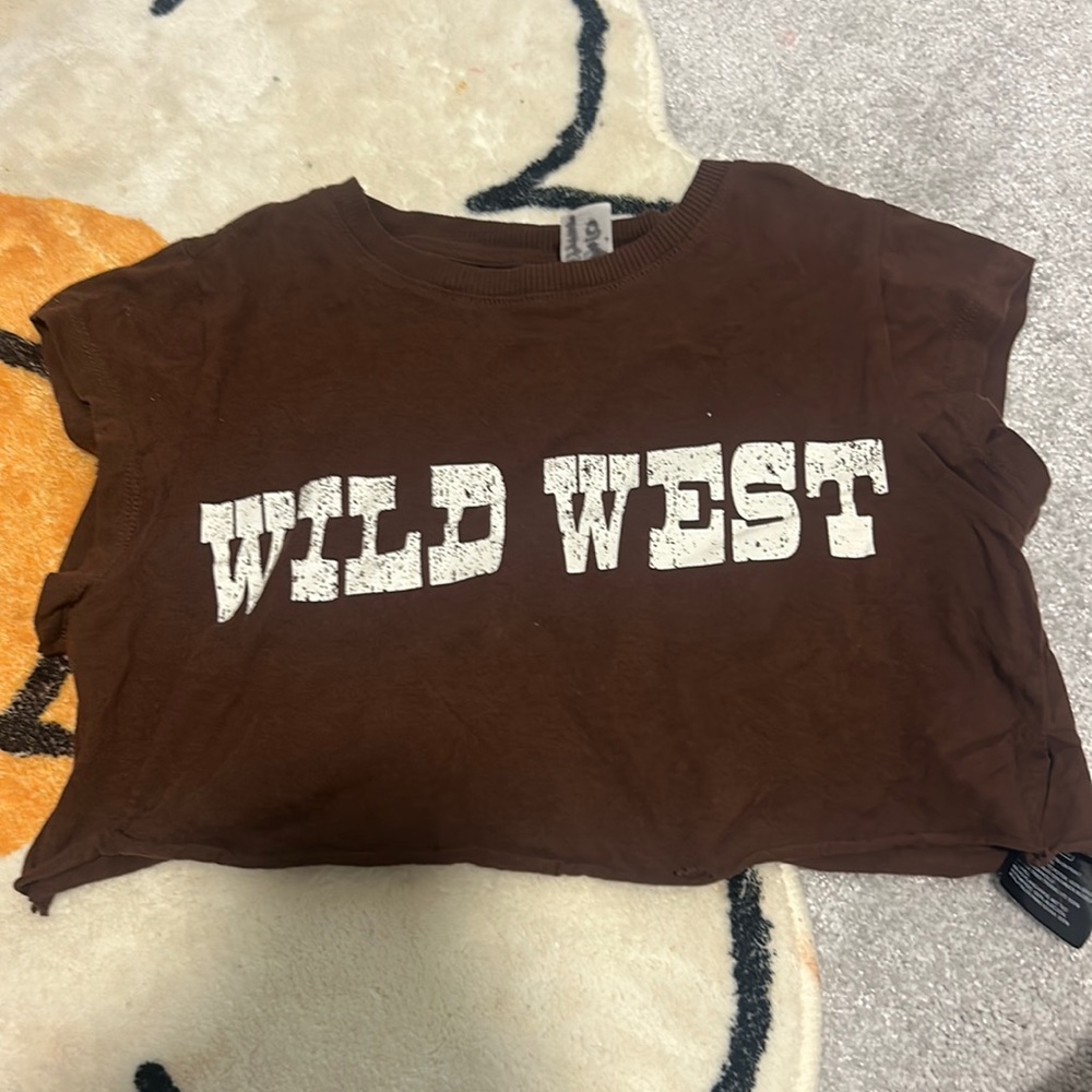 cropped brown t shirt h&m small